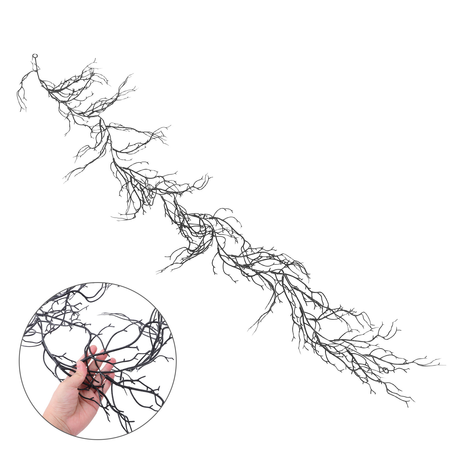 Branch Curly Willow - 黒い装飾用の蔓、カーリーウィローブランチ、プラスチック製のハロウィンツイッグガーランド、リアルな曲げられる蔓、屋内屋外用、不気味なゴシックスタイル
