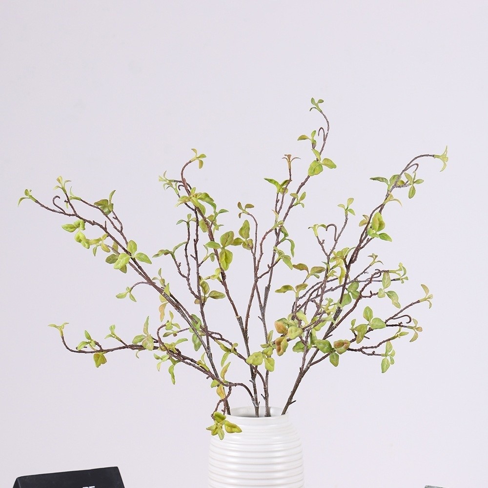 Branch Curly Willow - リアルタッチ人工柳の枯れ枝、花瓶フィラー、プラスチック製人工緑葉茎、緑の植物、カールした小枝、人工花蕾、枝