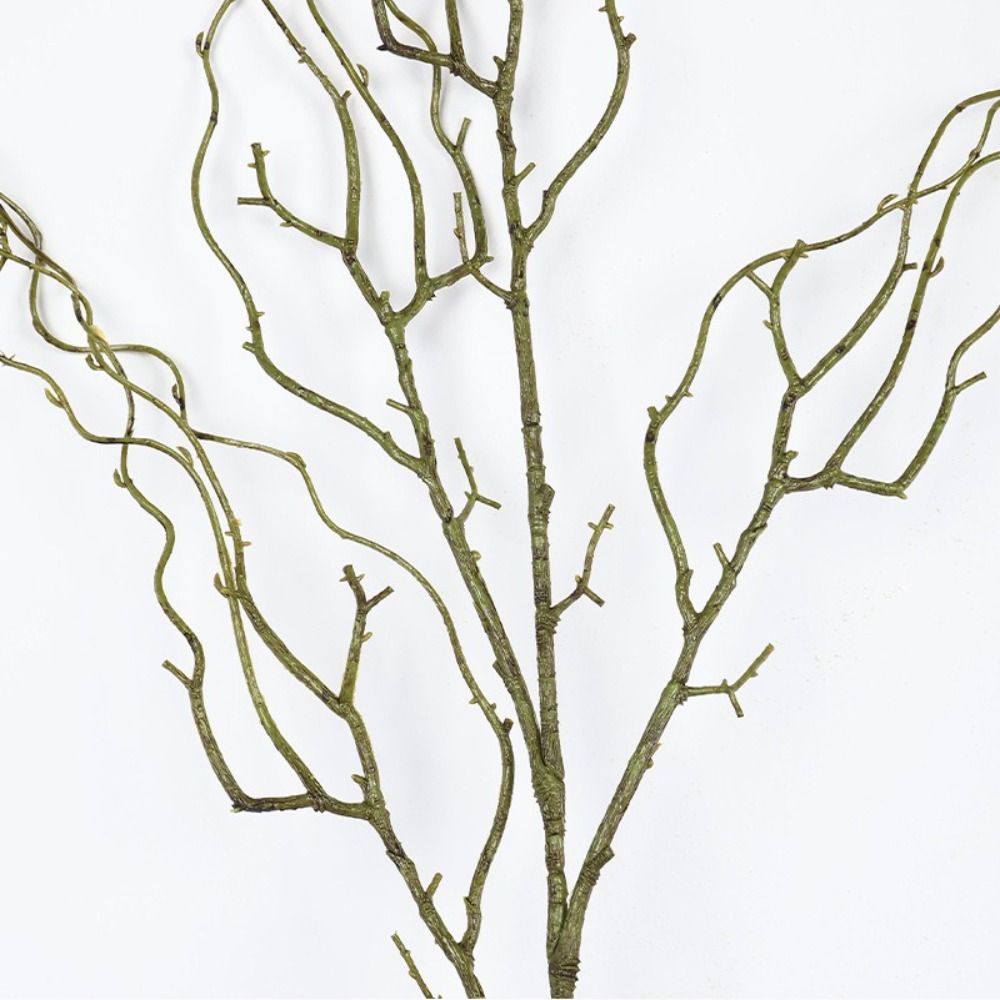 Branch Curly Willow - 120cmの長さの人工柳の枝、4股の柔らかい質感の人工小枝、リアルなデザインのカール形状のシミュレーションツリーブランチ