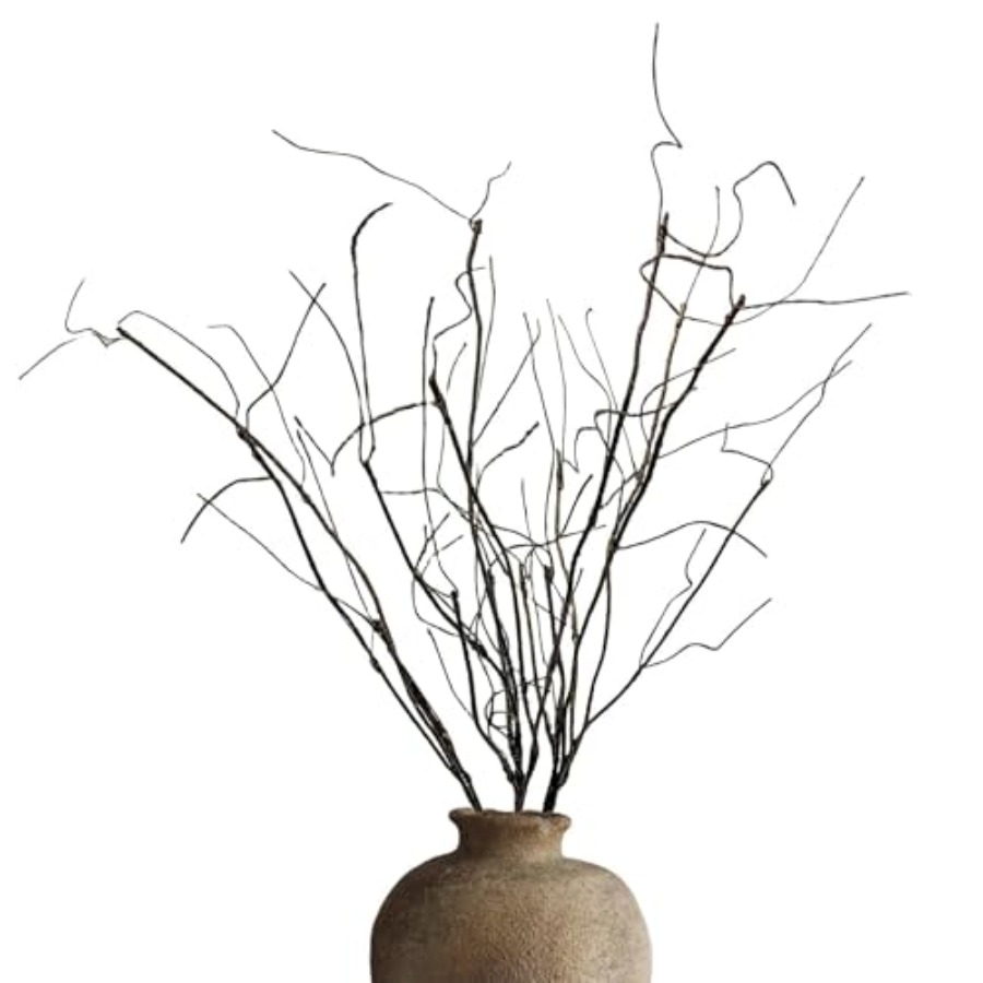 Branch Curly Willow - 曲げられるカーリーウィローブランチ、花瓶用伸縮性のある人工枝、DIYホームデコレーション用、形を変えられる29インチのフェイクステム、ウェディングC用