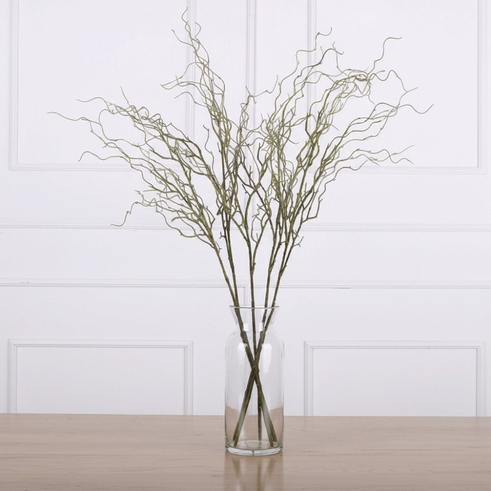 Branch Curly Willow - 長さ120cmの人工柳の枝、4股のリアルなデザイン、シミュレーションツリーブランチ、カール形状、柔らかい質感、シミュレーションフラワー
