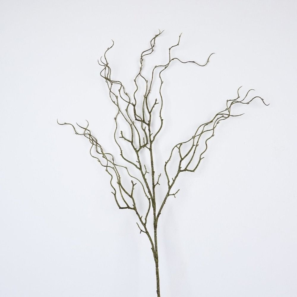 Branch Curly Willow - 120cmの長さの人工柳の枝、4股の柔らかい質感のシミュレーションツリーブランチ、リアルなデザインのカール形状の人工小枝