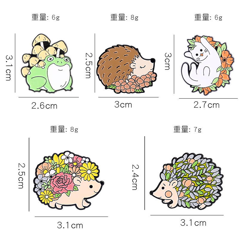 女性のための花と動物の植物の花束,創造的な植物,エナメルピン - Flower Frog Pin のレビューと価格