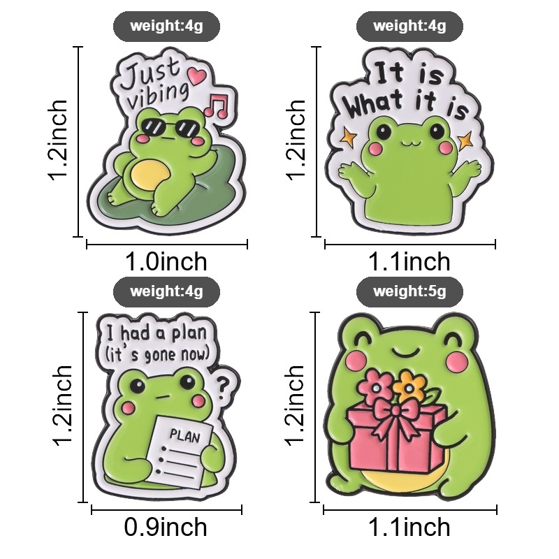 キュートな音楽を聴くカエルのエナメルピン、プランを立てていた - Flower Frog Pin のレビューと価格