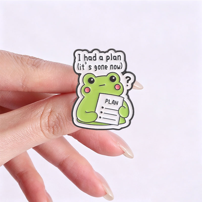 キュートな音楽を聴くカエルのエナメルピン、プランを立てていた - Flower Frog Pin のレビューと価格